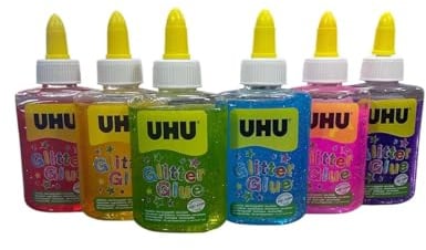 Glitter Glue, Colla Glitterata, Colori Assortiti, 6 Tubetti da 88,5 ml