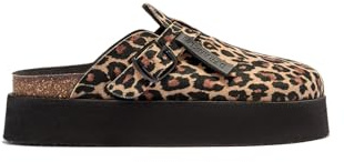 D. Franklin Plateau-Pantoletten für Damen im Leopardenmuster - Bequeme flache Sportsandalen für den Sommer - Größe (39)