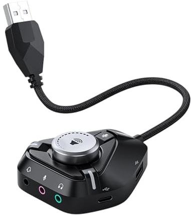 Interfaccia Audio USB per PC Interfaccia Portatile Type-C con Divisore | Scheda Audio con Jack 3.5mm per Controllo Volume Cuffie, Altoparlanti, Studio Casa, Chitarra, Podcast e Registrazione Music