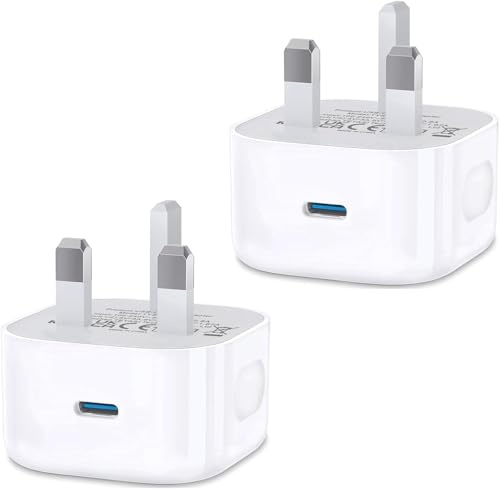 USB C Plug for iPhone 17 16 15 Charger,2pack Apple USBC Fast Charging Head Adapter,Type C Wall Charge UK PD Plug for iPhone 17 Pro Max Air 16e 16 Plus 16 Pro Max 15 14 13 12,iPad Pro/Air/Mini