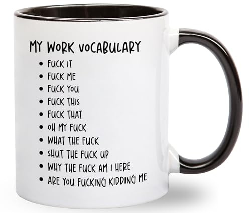 Handmade By Stukk My Work Vocabulary Coffee Mug | Ceramic Coffee Mug | Stylish Printed Design | Tea & Coffee Cup Gift for Men Women Friends and Family | 11oz