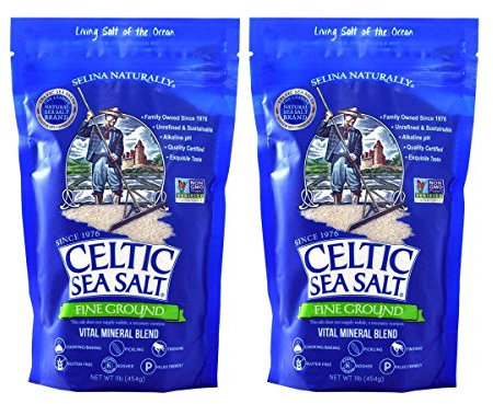 Celtic Sea Salt Sealable Bag, ideal zum Kochen und Backen, Beizen oder Finishing, glutenfrei, koscher 1 lb. (2 Stück) Feiner Boden