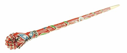 Haarnadel, bemalte Emaille, Blumendesign, Schmetterlingsmotiv