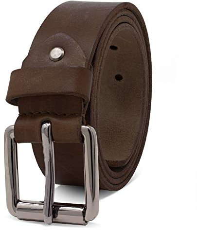 ROYALZ 'Richmond' Ledergürtel Herren aus robusten 4mm Büffel-Leder, Vintage Jeans-Herren-Gürtel mit Dornenschließe Voll-Leder 38 mm, Farbe:Dunkelbraun, Größe:Bundweite 95 cm = Gesamtlänge 110 cm