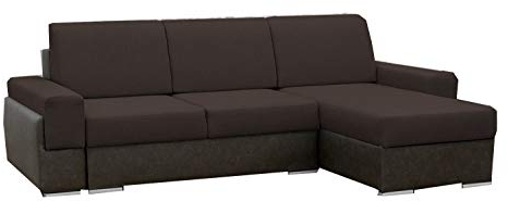 mb-moebel kleine Ecksofa Sofa Eckcouch Couch mit Schlaffunktion und Zwei Bettkasten Ottomane L-Form Wohnlandschaft Bruno (Braun, Ecksofa Rechts)