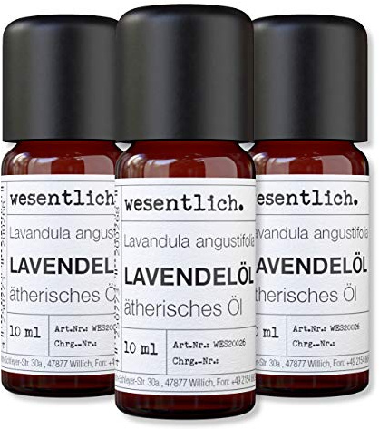 wesentlich. ätherisches Öl Lavendel naturrein - für Lampe und Diffuser - für Duft und Schlaf (3x10ml Glasflasche)