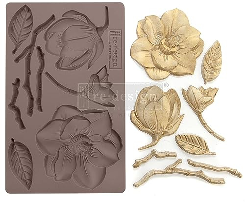 Redesign With Prima Redesign Decor Moulds-Winter Blooms 5x8x8mm Crafting Resin Molds for air Dry Clay DIY Projects Funiture Dresser, Chocolate,Cake,Candy,Backery,Soap,Polymer Clay,hot Glue