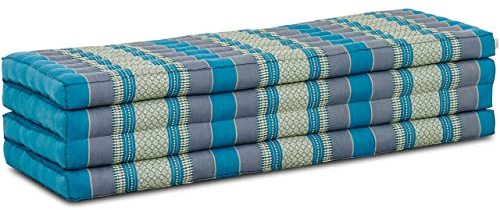 livasia Nachhaltige Klappmatratze Kapok XXL - 200x140x8cm - extrabreite Gästematratze, Faltbare Matratze doppel, ökologische Yogamatte, Gästebett klappbar, Liege Garten Balkon (Hellblau)