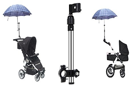 LL-Golf® ausziehbarer Schirmhalter bis zu 40 cm für Fahrrad/Kinderwagen/Rollstuhl/Trolley/Buggy/Golf zur Befestigung an RUNDEN Elementen bis 2,5 cm Durchmesser