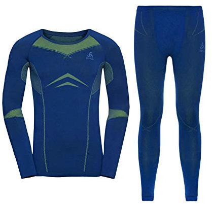 Odlo Herren Winter Specials Performance Evolution Warm Anzug, Estate Blue-Limeade, XL