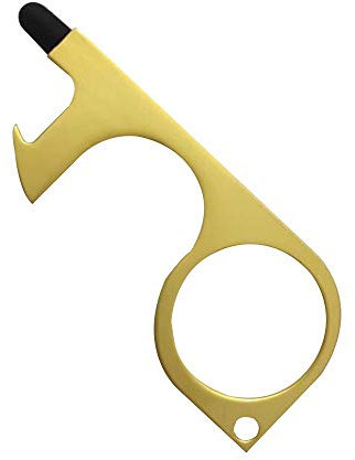 2 Pieces No Touch Door Opener Tool ，with Rubber Stylus Tip Personalized Non-Contact Keychain Keep Hands Safe and Clean