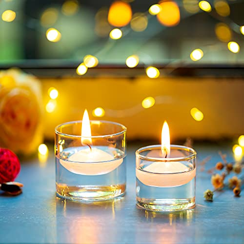 Romadedi Teelichthalter Glas Teelichtgläser klar Votivkerzenhalter - für Teelichter Votivkerzen Schwimmkerzen Kerzenständer Kerzenhalter 12er Set Hochzeit Party Weihnachten Tischdeko 4,6 x 4 cm