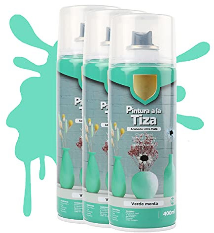 H HANSEL HOME Pintura Spray a la Tiza Color Pastel Acabado Ultra Mate - Verde Menta 400ml x 3