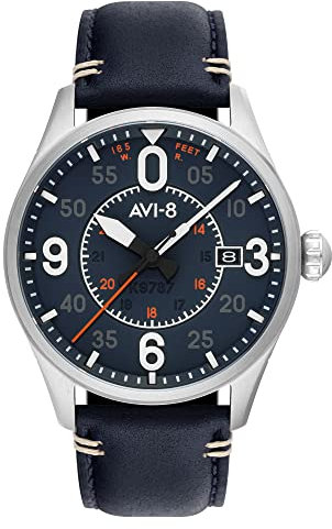 AVI-8 Herren 42mm Spitfire Smith Automatik Birmingham Uhr mit Lederarmband AV-4090-02