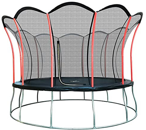 Ultrasport Gartentrampolin Trampolin Ø 366 cm, GS Zertifikat, Lotus, ovales/rundes/eckiges Gartentrampolin mit Sicherheitsnetz, gepolsterte Stangen, gepolsterte Randabdeckung, sicher, Outdoor