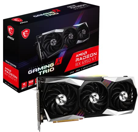 MSI Radeon RX 6950 XT GAMING X TRIO 16G Gaming Graphics Card - 16GB GDDR6, 2454 MHz, PCI Express 4, 256-bit, 3x DP v 1.4a, HDMI 2.1 (Supports 4K & 8K)