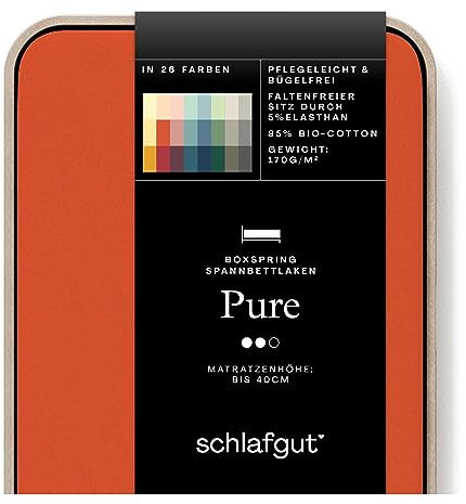 Schlafgut Pure Boxspring Spannbettlaken 180x200cm bis 200x220cm Red Mid, Spannbetttuch aus weicher Biobaumwolle