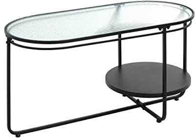 HAKU Möbel Couchtisch schwarz, Metall, Sicherheitsglas - Maße: B 90 cm x H 49 cm x T 42 cm, Style: Modern