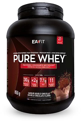 Pure Whey Chocolat | EAFIT | Protéine | 32g de protéines Whey+7,6g de BCAA/shaker+magnesium | Musculation, Maintien et construction de la masse musculaire | Whey protein pour le sport | 850g