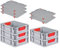 PROREGAL SuperSparSet 5x Eurobox NextGen Color mit Auflagedeckel & Schiebeschnappverschlüsse, HxBxT 12x30x40cm, 11L, Griffe rot geschlossen, Glatter Boden, Eurobehälter Transportbox Transportbehälter