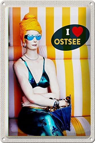 FEMER Blechschild Reise 20x30cm Insel Strand Ostsee Figur
