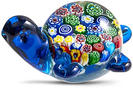 EUSTUMA Handgeblasene Glas-Schildkröten-Figuren, Ornament, Meerestier-Ornament für Heimdekoration, Meerestier-Kollektion als Geburtstagsgeschenk, Glas-Schildkröten-Skulptur
