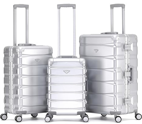 Flight Knight Premium Travel Suitcase - 8 Spinner Wheels - Built-in Side Lock Lightweight Aluminium Frame, ABS Hard Shell Carry on Check In Luggage Highly Durable - Approved for Over 100 Airlines