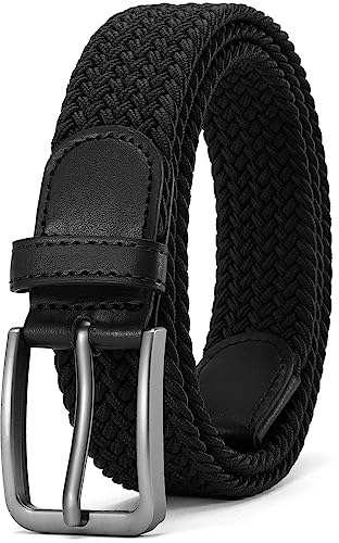 DOOPAI Schwarz Herren Gürtel Elastischer Gürtel Herren Stretchgürtel für Männer 115cm