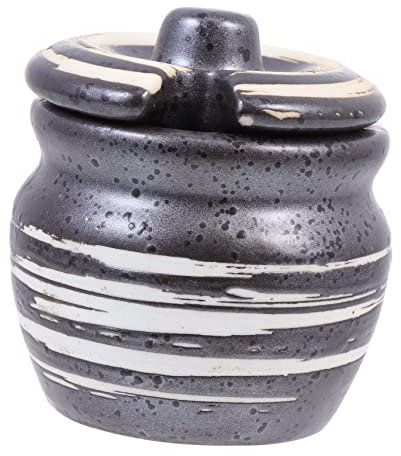 Zerodeko Pot à Moutarde Et Assaisonnement Céramique Noir Pot Pour Condiments Support De Cuisine Compact