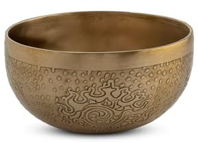 Klangschale 14cm Groß – Mit Gravur Blume des Lebens, Handgeschmiedet aus Indien, für Meditation & Klangmassage, langanhaltender Klang, dekorative Yoga Schale
