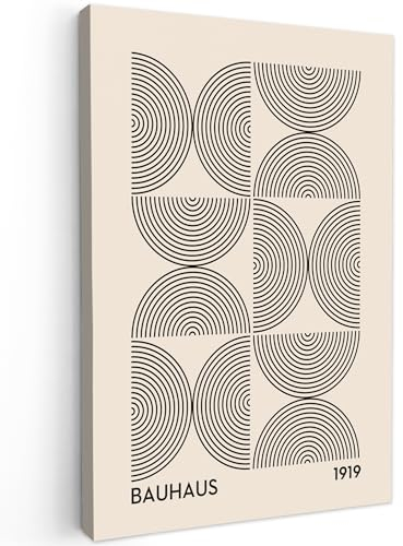 MuchoWow© Leinwandbild 60x90 cm Dekoration Wohnzimmer Bilder Aufhängen Wall Decoration Living Room Wohnungs Deko Moderne Bauhaus - Vintage - Modern - Schwarz - Kunst