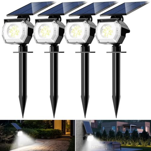 btfarm Solarstrahler für Außen Garten 4 Stück, 52LED Solarlampen für Außen mit Einstellbare Panel Solar Strahler Außen 3Modi IP65 Wasserdicht Solarleuchten Gartenleuchten für Hof Wege Garage, Kaltweiß