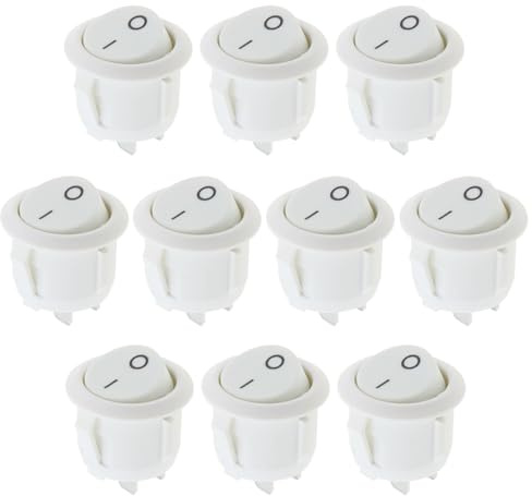 VGOL 10 Uds Interruptor Basculante Redondo KCD1 Mini Interruptor Palanca Redondo Encendido/apagado Botón 2 Posiciones Interruptor Alimentación CA para Iluminación Barco Coche 6A/250V 10A/125V