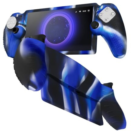 TNP Silicone Protective Case Compatible with PlayStation Portal Remote Player, Soft Grip Cover Skin for PS Portal, Anti-Slip Shock Absorbing Scratch Resistant Protector Shell, Camouflage Blue