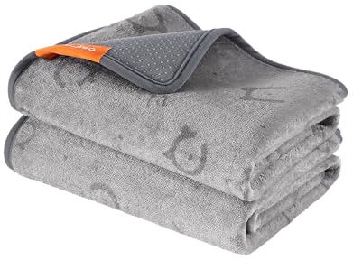 Feandrea Hundedecke, 2er Set, Wiederverwendbare Hundematte, 91 x 86 cm, M, wasserdicht, auslaufsicher, rutschfest, saugfähig für Hunde, Katzen, Kaninchen, Taubengrau PTD002G01