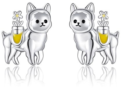 DAYLINLOVE Lama Geschenke925er Sterling Silber Lama Ohrringe Alpaka Ohrstecker Tier Schmuck Geschenke für Damen Frauen Mädchen Lama Liebhaber