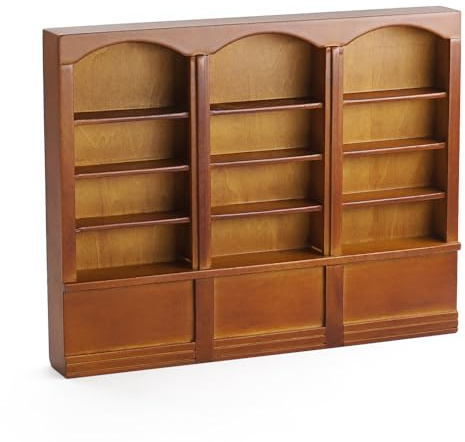 Odoria Dollhouse Bookcase Shelf Miniature: 1/12 Scale Bookshelf Library School Office - Mini Wall Display Cabinet Walnut Antique Retro - Tiny Wood Furniture Victorian Vintage Brown