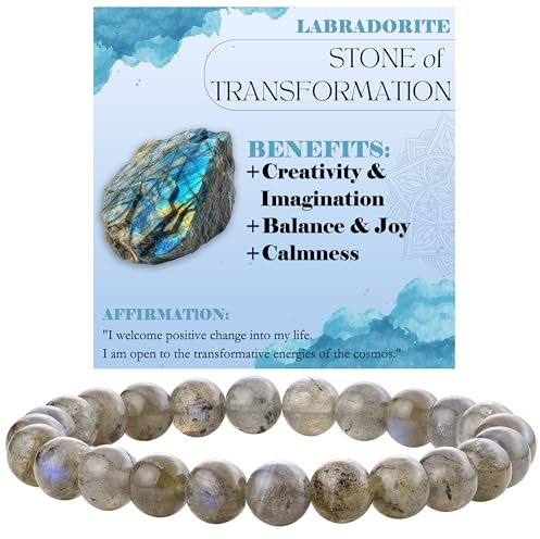 Bivei Labradorit - Verwandlung Perlenarmband für Frauen 8mm Semi Precious Natural Stone Stretch elastischen Schmuck Yoga Geschenke
