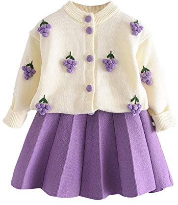 Neonati bambini bambini bambina cardigan floreale maglione cappotti gonna set cardigan bambina 74, Lilla, 5-6 Jahre