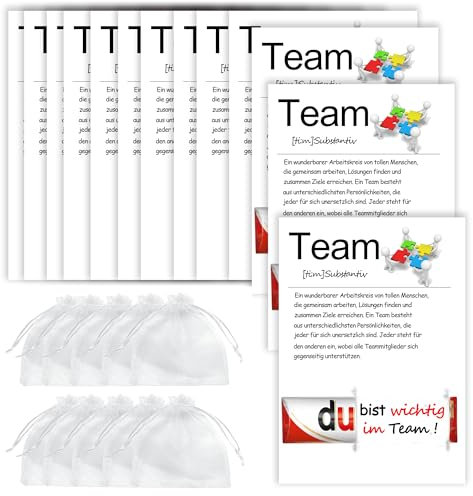 MKISHINE 20 Teamkarten für duplo Schokolade, Geschenke für Kollegen, Abschiedskarten für Büro und Arbeit, Dankeschön-Geschenke für Mitarbeiter, kleine Dankeschön-Karten für Kollegen