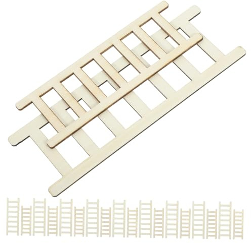 Vaguelly 20 Piezas Mini escaleras Accesorios para micropaisajes escaleras en Miniatura escaleras pequeñas Miniature House Ladder Escalera de Miniatura Decoración en Miniatura Madera
