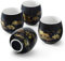 DUJUST Traditionelle japanische Teetassen Satz von 4, schwarzes Porzellan chinesische Teetassen, schöne asiatische Teetasse Geschenk für Erwachsene, Tee-Liebhaber/Frauen/Männer (Landleben in Gold)