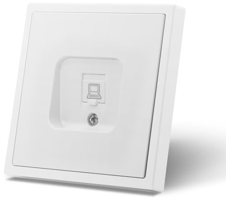 MVAVA Schuko Steckdose EU-Standard CAT 5 Ethernet Buchse, 80mm x 80mm Unterputz Steckdose, Einfache Installation, 3-Draht Erforderlich, Weiß