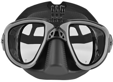 C4 Maschera Subacquea MARTIAN BLACK CAM Comfort, Visione Ampia, Compatibilità con Lenti Ottiche. (Con Supporto Cam). (MARTIAN BLACK CAM)
