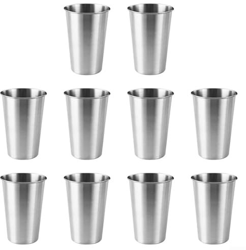 Juego de 10 vasos compactos de acero inoxidable de 350 ml, perfectos para camping, picnics y uso al aire libre