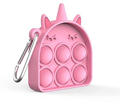 Pop It Porte-clés Licorne - Jouet Anti-Stress Sensoriel en Silicone - Fidget Toy pour Enfants, Adultes, Autisme, TDAH - Mini Pop It Licorne Rose (Licorne, 10, Égales)