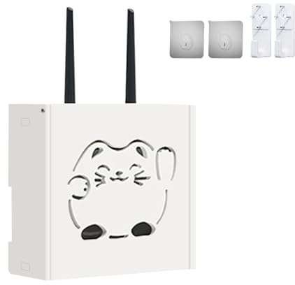 Router Schrank, 22 x 8.5 x 20cm Router Box Wandhalterung WLAN Box Verstecken Schwimmender WLAN Regal Aufbewahrungsbox für WiFi-Rack Wanddekoration (Weiß )
