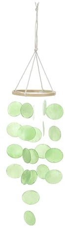 Muschel Windspiel,Windspiele für Draußen Hängend Boho Deko Windspiel | Grün Muschel Windspiele Garten Deko Hängend Retro Dekorationen Traumfänger für Fenster Zimmer Terrasse Rasen Garten