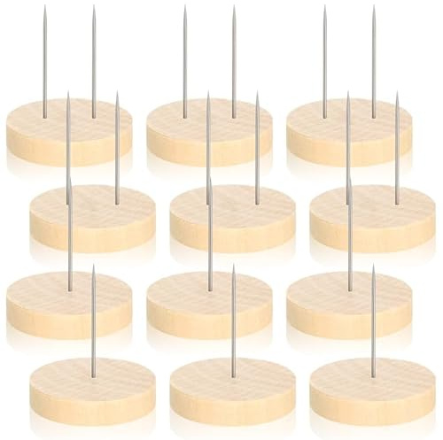 Exogio 12 Stück Häkel-Puppenständer, Puppenhalter Mit Einzelnadel Aus Stahl, Puppenständer, Filz, Tierpuppe, Spielzeug, Holzsockelstütze, Actionfigurenständer