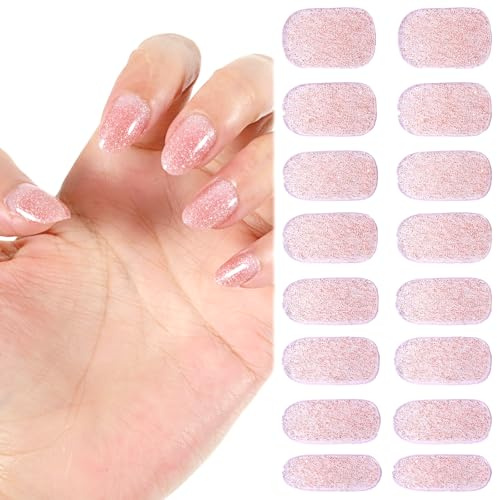16Stk Nagelfolie Selbstklebend Nagelfolien Fingernägel Folie Rosa Nagellack Aufkleber Glitter Nagelsticker Nagelfolie Rosa Nageldesign Zubehör Nail Strips Dekoration für Frauen